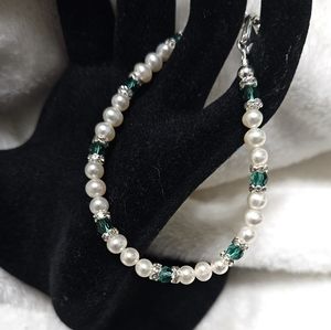 Pearls Austrian Crystals and 925 Sterling Silver